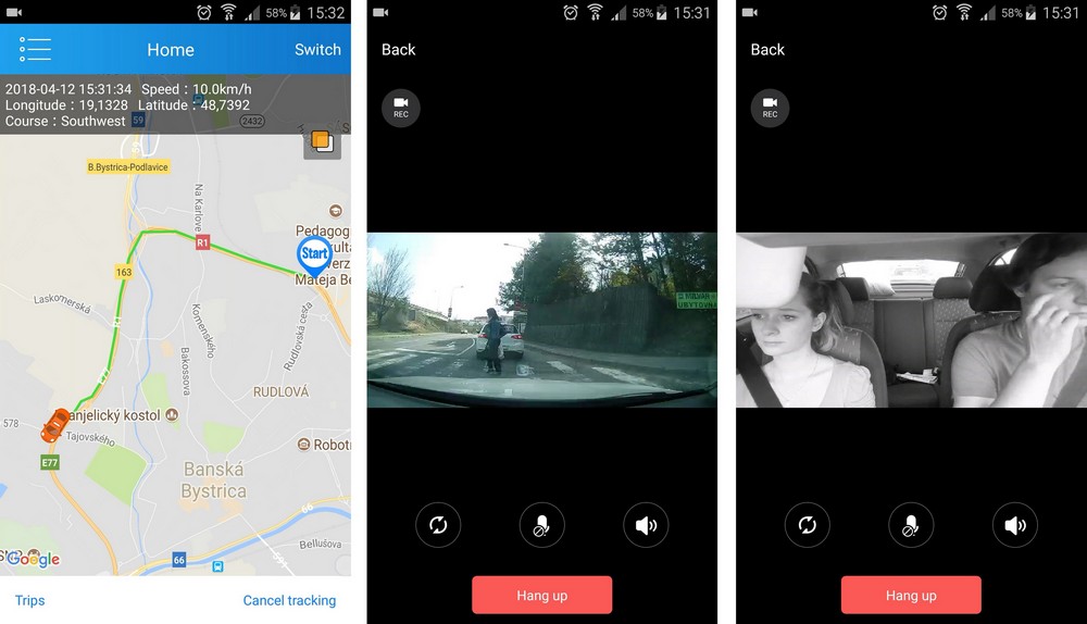 3g kamera do auta s gps - sledovanie cez app