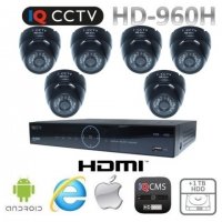 Bezpečnostný systém 960H s 6x dome kamery s 20m IR + DVR s 1TB