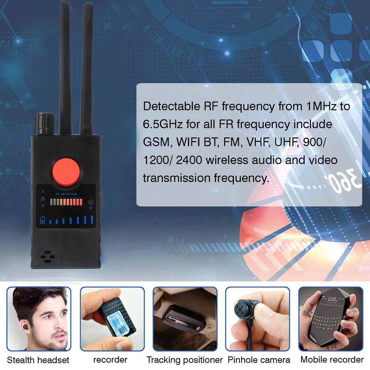 rucny detektor GSM, GPS, RF