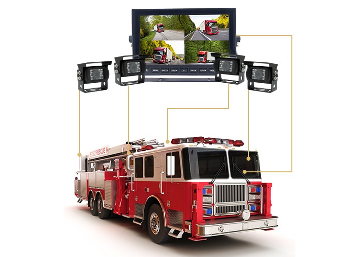 vodeodolny cuvaci a parkovaci monitor s kamerou hasičské auto
